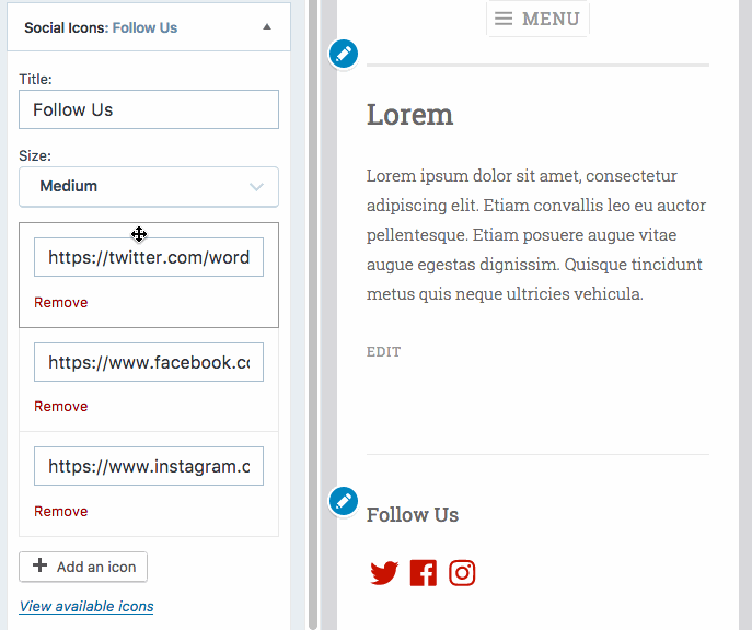 Connect to Your Fans and Followers with the New Social Icons Widget